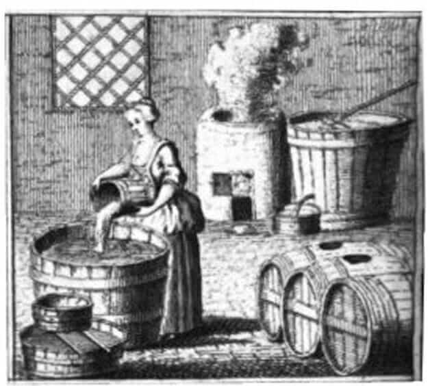 Ilustração de uma mulher na antiguidade fabricando cerveja
